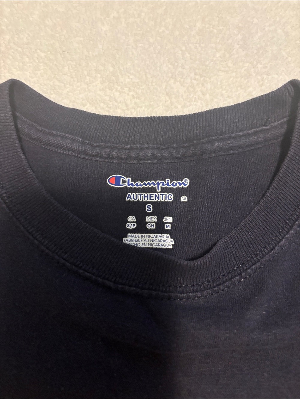 Champion Navy Tee with Yellow 'Play Like A Champion Today' Graphic - Picture 2 of 6